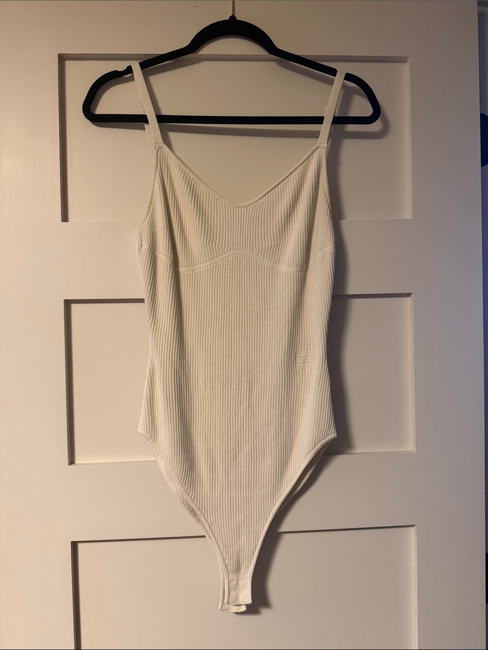FRAME Ribbed Knit Bodysuit Bone Cream Ivory Size Medium M LWSW1330